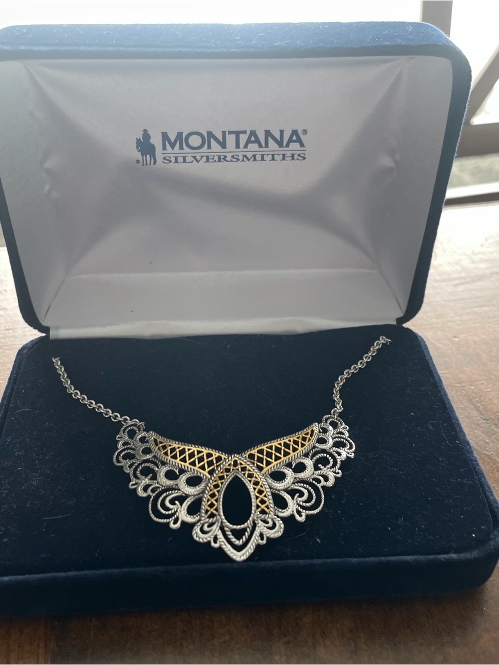 Montana Silversmiths Two-Tone Necklace - Silver & Gold Chantilly Western lace